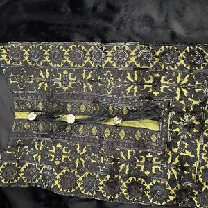 Black and Yellow Embroidered valvet ladies kurta